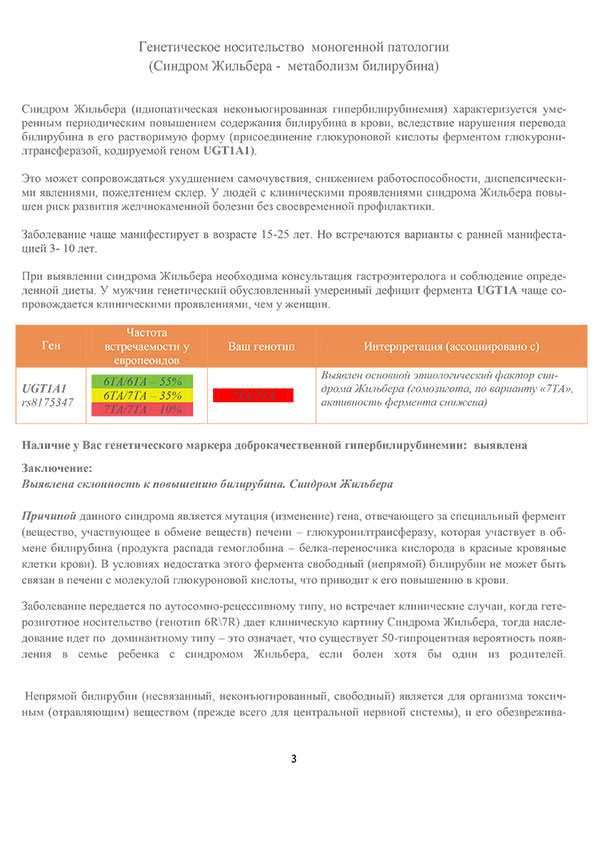 Генетический анализ синдром жильбера киев